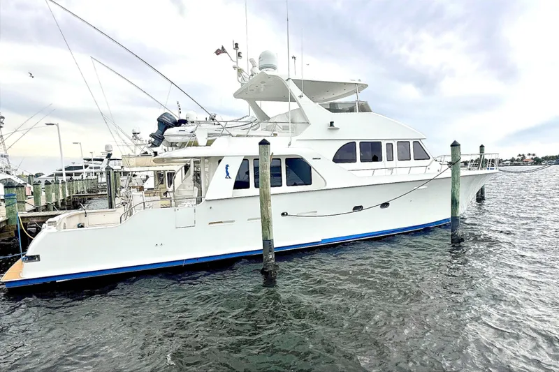 Slide: The Image of 2002 Cheoy Lee 72 Raised Pilot House Motor Yacht docked at marina. - 3