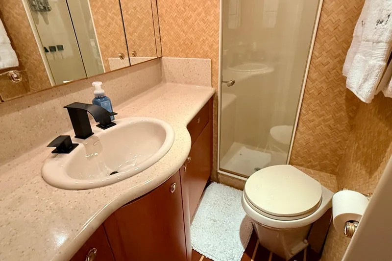 Slide: The Image of Luxurious bathroom in 2002 Cheoy Lee 72 Raised Pilot House Motor Yacht. - 30