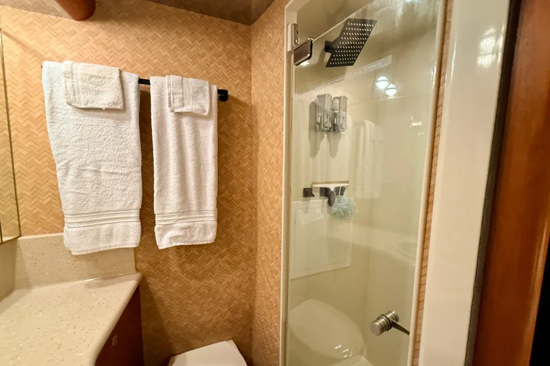 Slide: The Image of Luxurious bathroom in 2002 Cheoy Lee 72 Raised Pilot House Motor Yacht. - 31