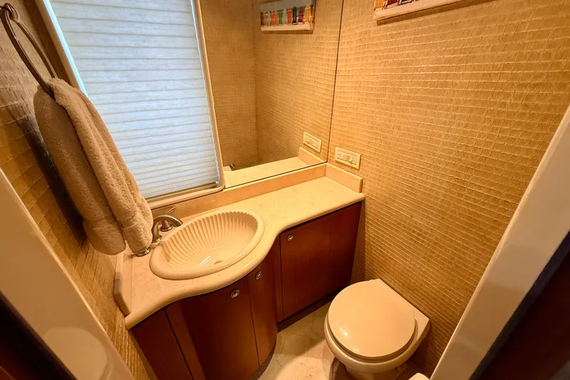 Slide: The Image of Luxurious bathroom in 2002 Cheoy Lee 72 Raised Pilot House Motor Yacht. - 36