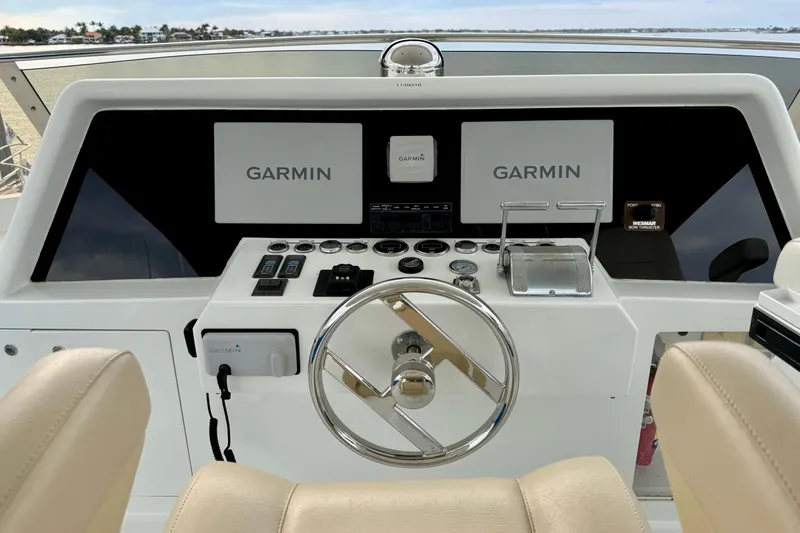 Slide: The Image of Pilot house of 2002 Cheoy Lee 72 Yacht with Garmin navigation system. - 39
