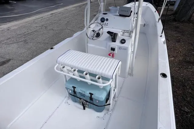 Slide: The Image of 2008 Angler PANGA 22 boat interior with steering console and seating. - 9