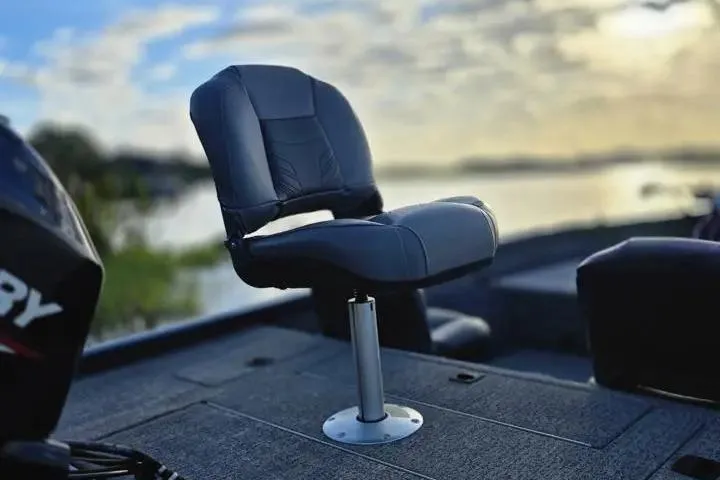Slide: The Image of 2020 Tracker Pro Team 175 TF boat seat with scenic water view. - 23