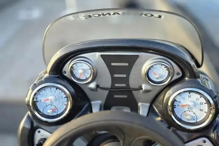 Slide: The Image of Dashboard of 2020 Tracker Pro Team 175 TF boat with gauges and steering wheel. - 27