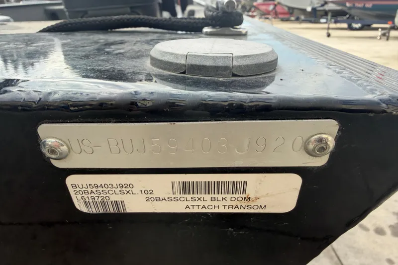 Slide: The Image of 2020 Tracker Bass Tracker Classic XL boat identification plate with serial number. - 10