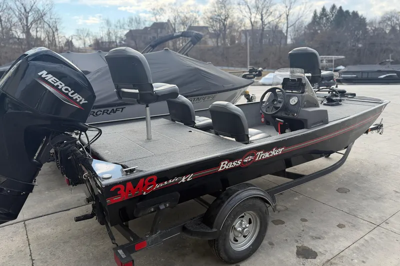 Slide: The Image of 2020 Tracker Bass Tracker Classic XL boat with Mercury engine on trailer. - 3