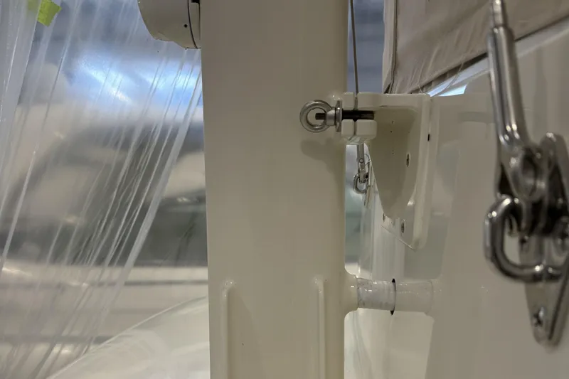 Slide: The Image of Close-up of 2021 Sabre 42 Fly Bridge boat hardware and fittings. - 24