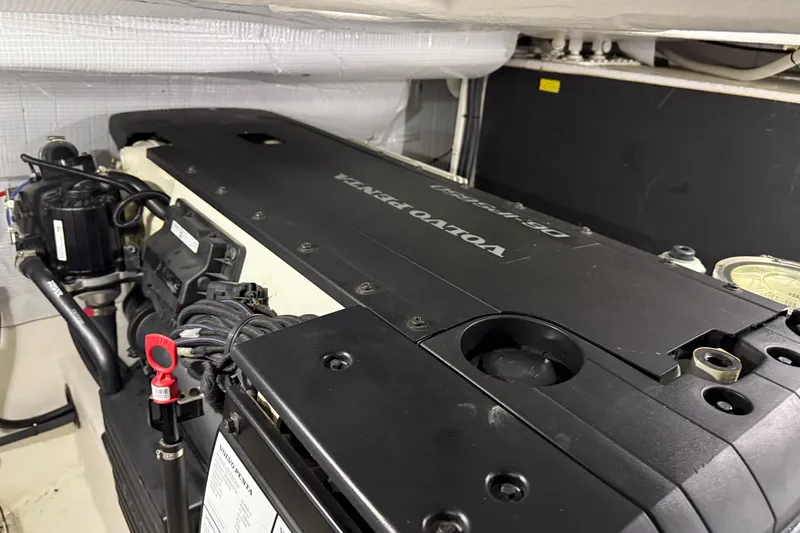 Slide: The Image of Engine room of 2021 Sabre 42 Fly Bridge with Volvo Penta engine. - 82