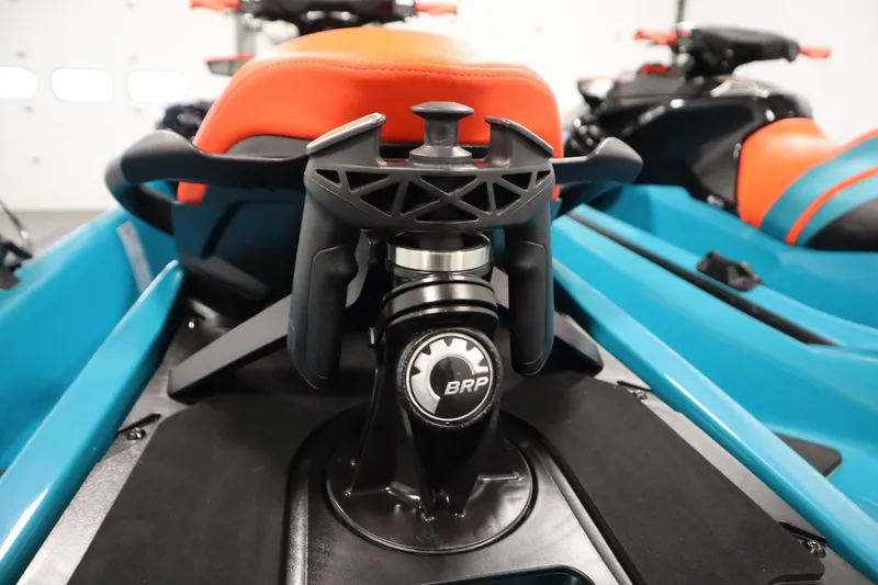 Slide: The Image of 2019 Sea-Doo Wake Pro 230 jet ski with orange seat and BRP logo. - 16