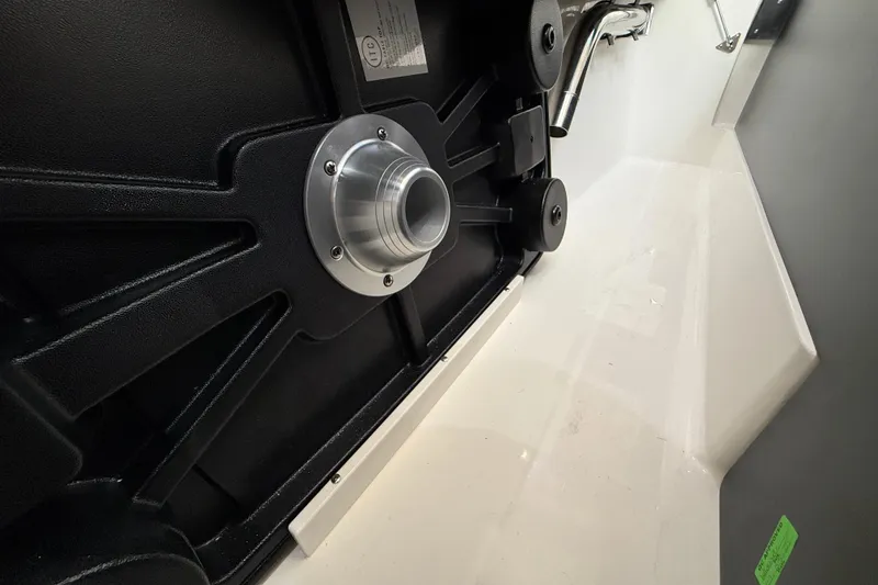 Slide: The Image of Interior view of 2026 World Cat 400 DC-X Island boat, showcasing sleek design elements. - 38