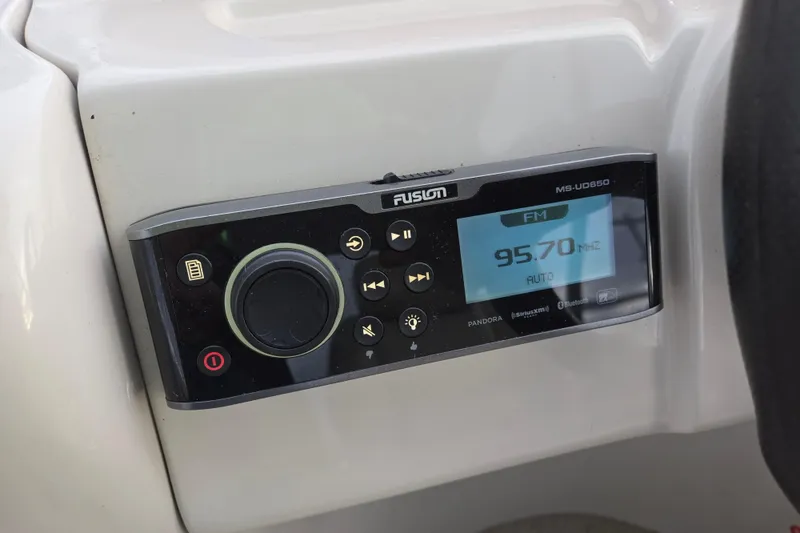 Slide: The Image of Fusion MS-UD650 stereo system on 2012 Berkshire 230 CL LSR boat dashboard. - 22