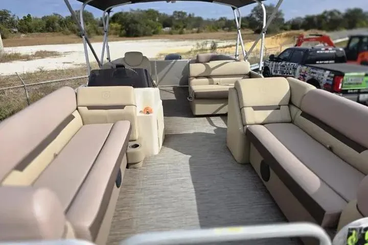 Slide: The Image of 2021 Godfrey Sweetwater 2086 BF pontoon boat with spacious seating and canopy. - 9