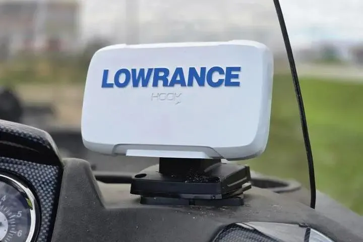 Slide: The Image of Lowrance fish finder on 2021 Lowe Fishing Machine 1775SC dashboard. - 36