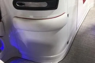 Slide: The Image of 2024 Crownline Eclipse E235 interior with modern design and ambient lighting. - 6