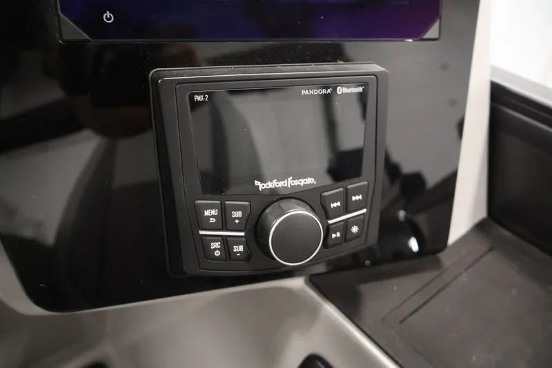 Slide: The Image of 2026 Bentley Pontoons 223 Elite audio system with Rockford Fosgate controls. - 22