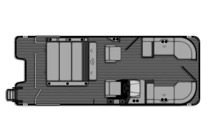 Slide: The Image of 2026 Bentley Pontoons 223 ELITE SWINGBACK DUAL CAPTAIN floor plan, top view. - 2