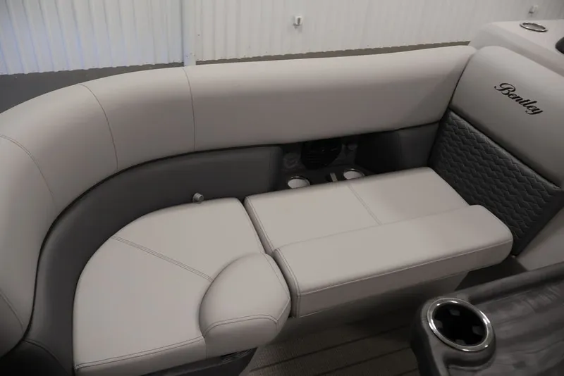 Slide: The Image of Luxurious seating in the 2026 Bentley Pontoons 223 Elite Swingback Dual Captain boat. - 33
