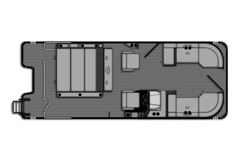 Slide: The Image of 2026 Bentley Pontoons 223 ELITE SWINGBACK DUAL CAPTAIN floor plan, top view. - 45