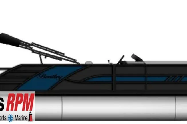 Slide: The Image of 2026 Bentley Pontoons 223 ELITE SWINGBACK DUAL CAPTAIN, sleek design, side view. - 42