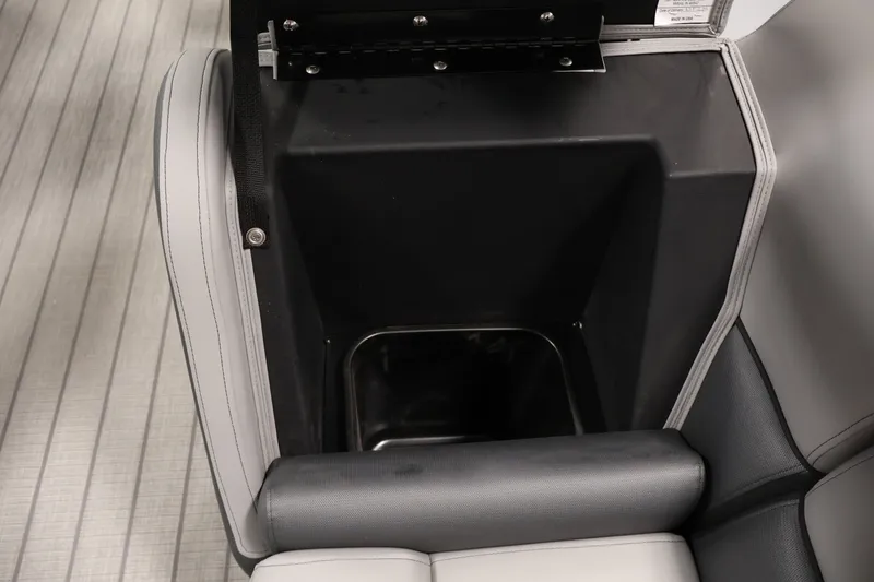 Slide: The Image of Interior storage compartment of 2026 Bentley Pontoons 253 Swingback Dual Captain Elite Tri-Toon. - 12