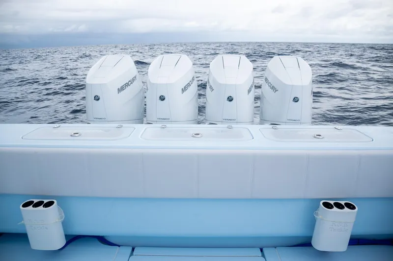 Slide: The Image of Contender 44 ST 2026 with four Mercury Verado engines on open sea. - 49