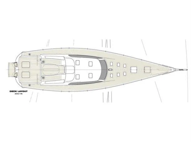Slide: The Image of Top view of Reichel/Pugh 2007 sailboat deck layout. - 24