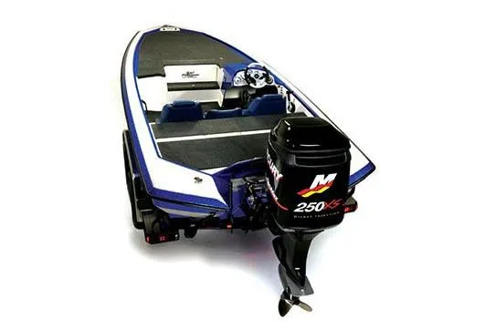Slide: The Image of 2021 Bullet 21XRD boat deck with red seat and trolling motor. - 10