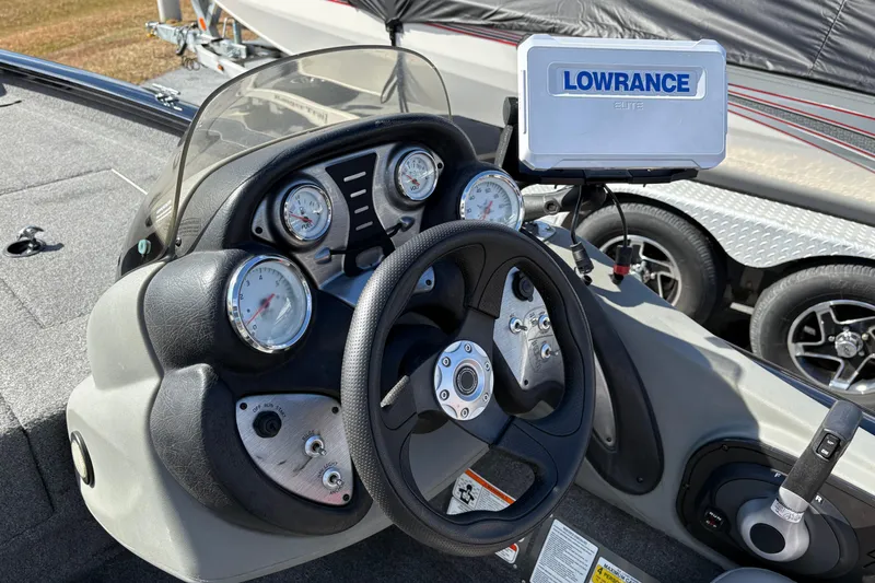 Slide: The Image of 2017 Tracker Pro Team 175 TXW boat dashboard with Lowrance Elite fish finder. - 9
