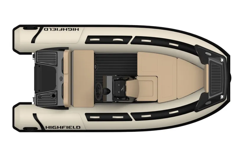 Slide: The Image of Manufacturer Provided Image: Top view of 2025 Highfield Sport 390 inflatable boat, featuring sleek design and seating layout. - 4
