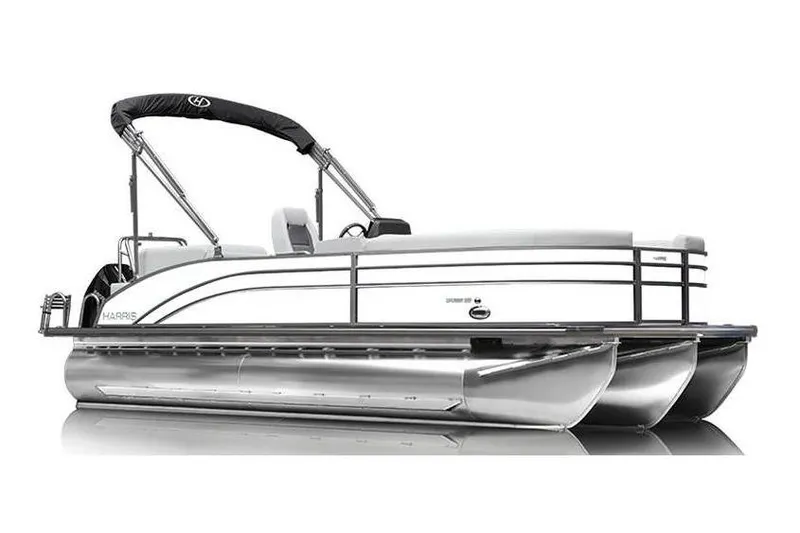 Slide: The Image of 2026 Harris Cruiser 230 pontoon boat with sleek design and modern features. - 6
