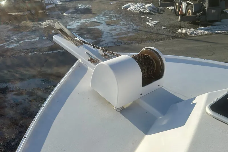 Slide: The Image of Bow of 2005 Evans 38 Chesapeake Bay Boat with anchor chain and winch. - 17