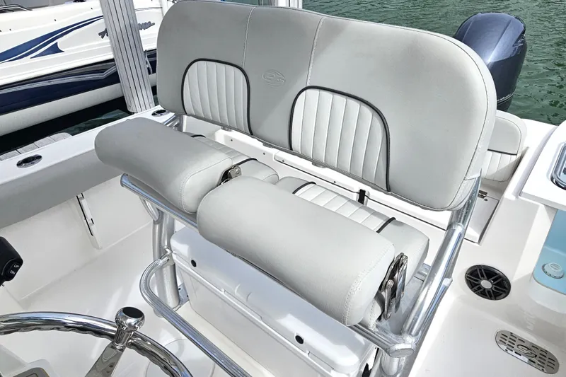 Slide: The Image of 2020 Sea Fox 228 Commander boat seat with sleek design and comfortable padding. - 20
