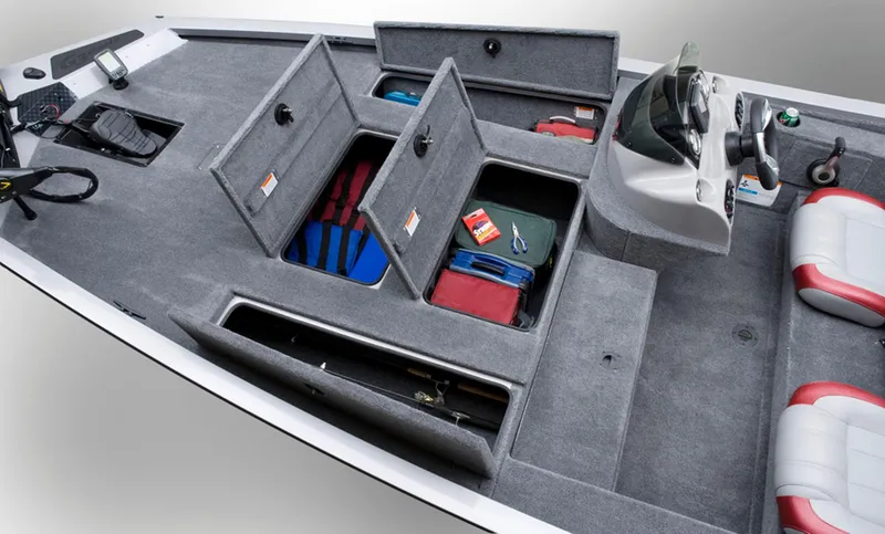 Slide: The Image of Manufacturer Provided Image: 2014 G3 Eagle Talon 19 DLX boat with open storage compartments and seating. - 7