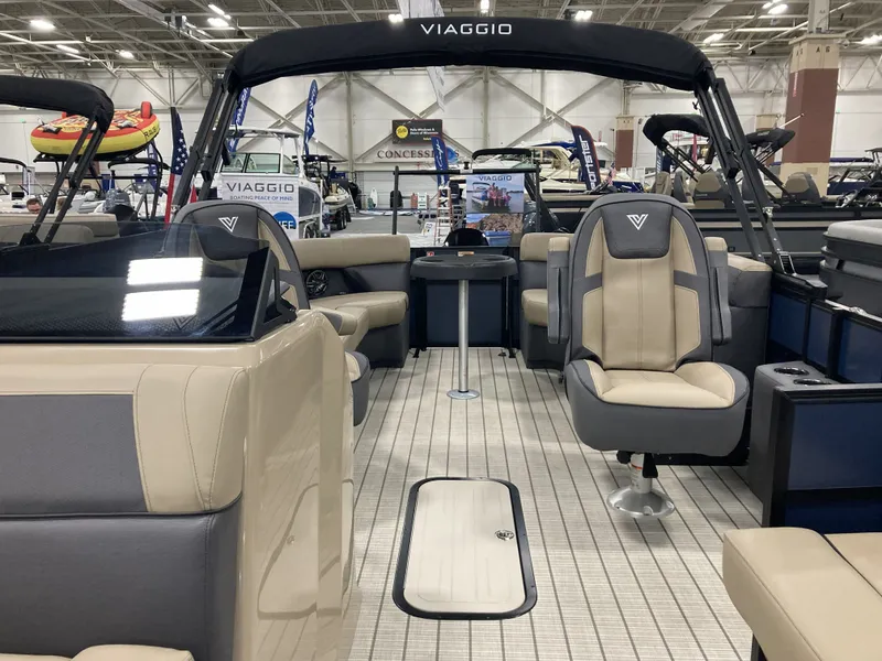 Slide: The Image of Interior of Viaggio V20U boat, 2026 model, displayed at a show. - 14