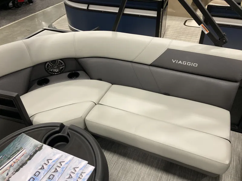 Slide: The Image of Luxurious Viaggio V20U boat seating, 2026 model, with gray upholstery. - 10
