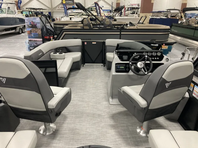 Slide: The Image of Interior of a 2026 Viaggio V20U boat with modern seating. - 12