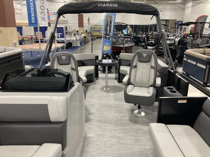 Slide: The Image of Interior of Viaggio V20U boat, 2026 model, displayed at a trade show. - 15