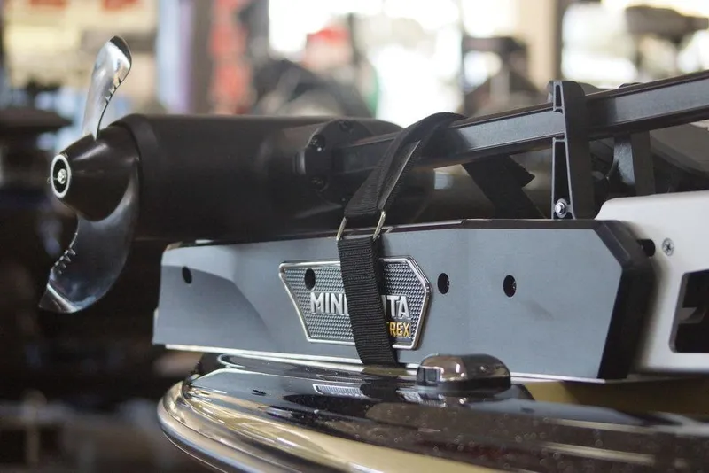 Slide: The Image of Close-up of a 2026 Skeeter ZXE21 boat with Minn Kota trolling motor. - 34