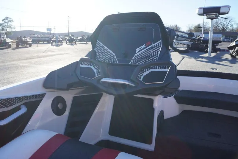 Slide: The Image of 2024 Skeeter FXR21 Limited boat interior with modern console design. - 2