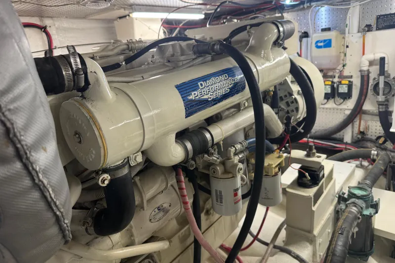 Slide: The Image of Engine room of a 2002 Hampton 550 yacht with Diamond Performance Series engine. - 37