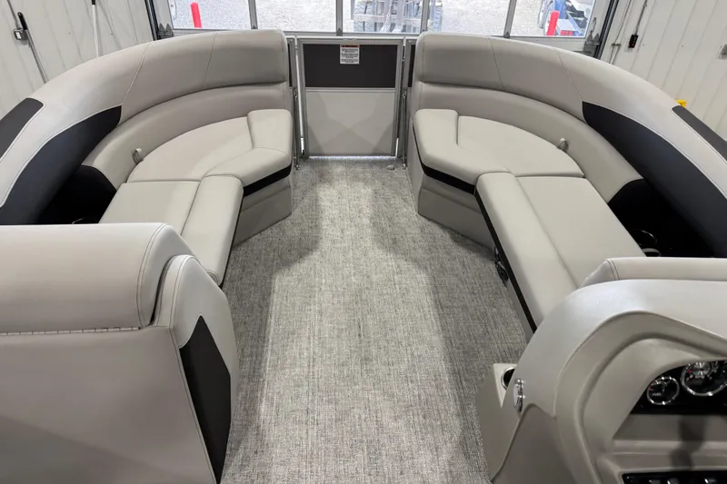 Slide: The Image of 2026 Berkshire 24RFX LE pontoon boat interior with luxurious seating and modern design. - 9