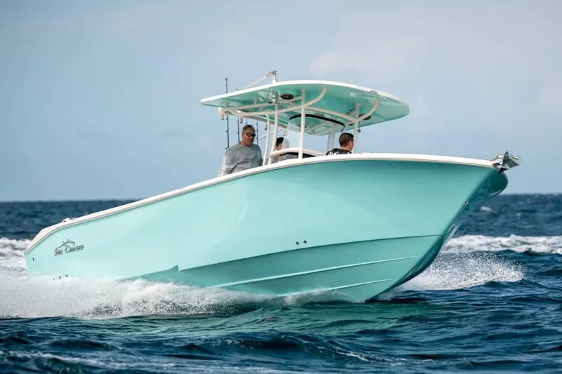 Slide: The Image of Manufacturer Provided Image: 2026 Sea Chaser 30 HFC CC boat cruising on the ocean. - 14