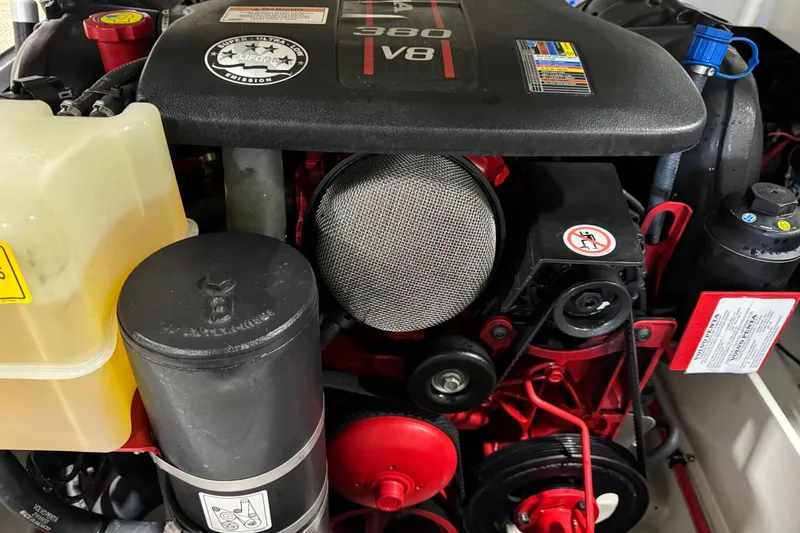 Slide: The Image of 2017 Cobalt A28 engine compartment featuring a V8 engine with visible components. - 18