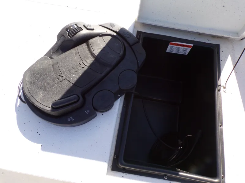 Slide: The Image of Minn Kota foot pedal on a 2018 G3 Bay 18 boat. - 19