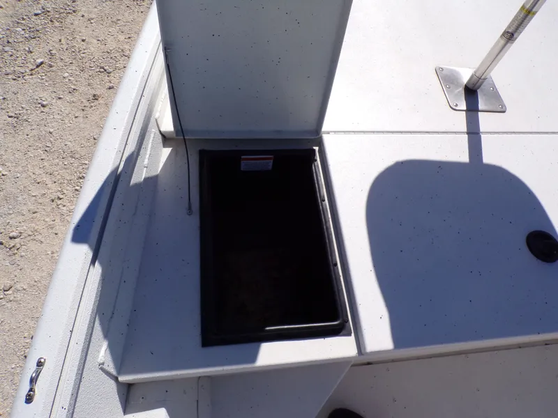 Slide: The Image of G3 Bay 18 boat, open storage compartment, 2018 model. - 6