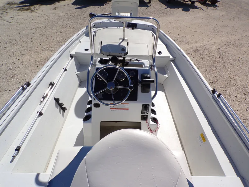 Slide: The Image of Interior view of a 2018 G3 Bay 18 boat with steering console. - 8
