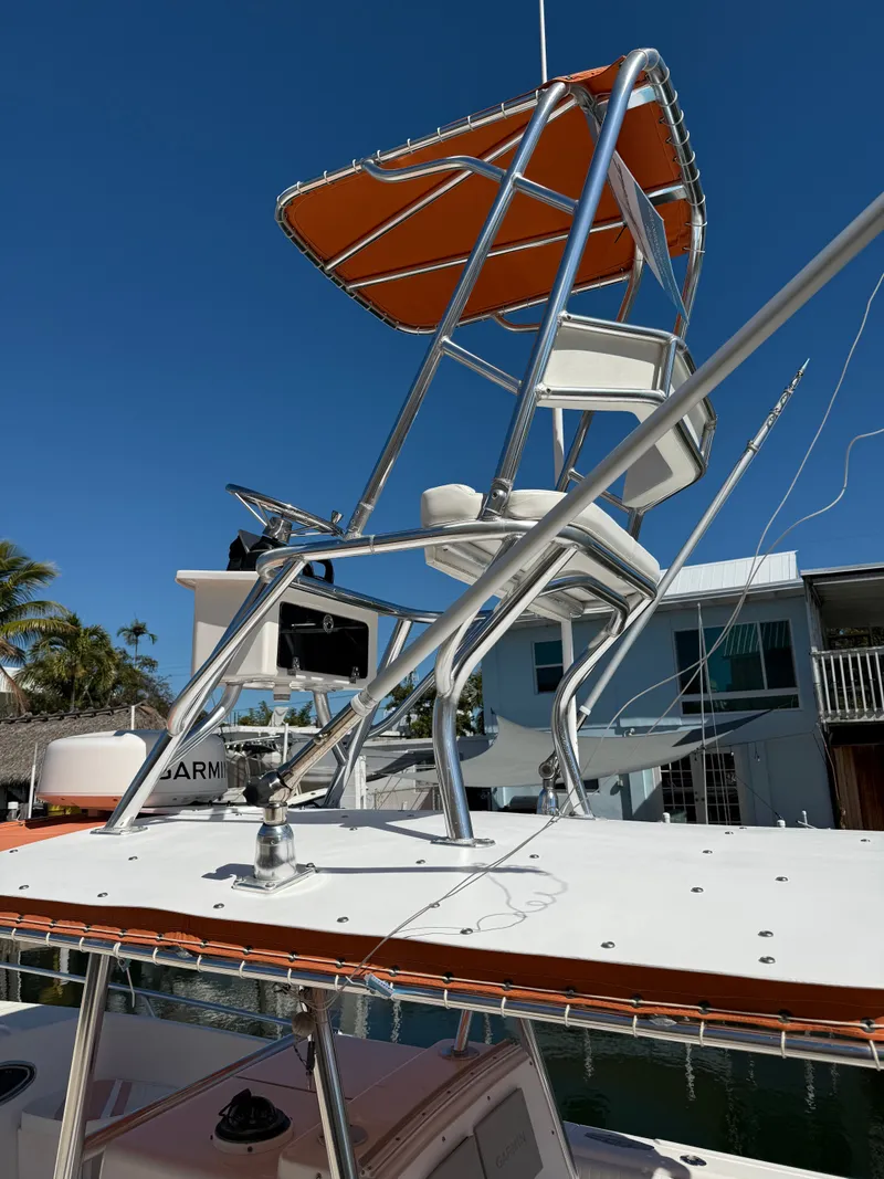 Slide: The Image of Intrepid 356 boat from 2000 with elevated helm station. - 1