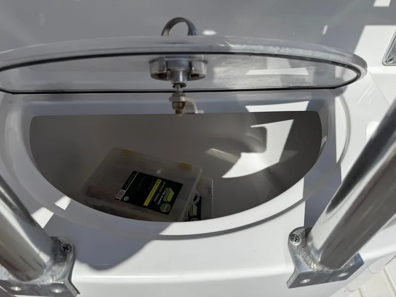 Slide: The Image of Intrepid 356 boat hatch with storage compartment, year 2000. - 20