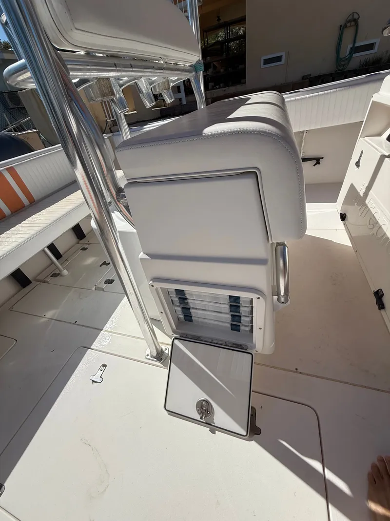 Slide: The Image of Intrepid 356 boat, seating area with storage, year 2000. - 26