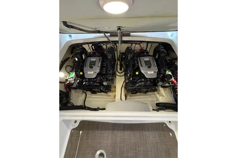 Slide: The Image of 2016 Formula 310 Bowrider engine compartment with dual engines and clean layout. - 30